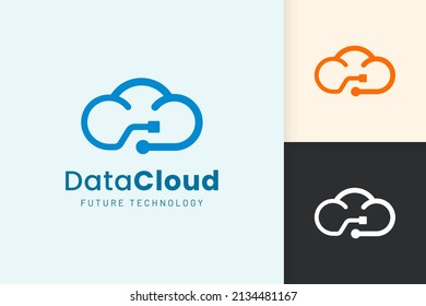 Cloud or Data Logo in modern style with blue color