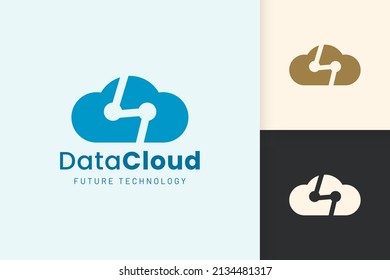 Cloud or Data Logo in modern style with blue color