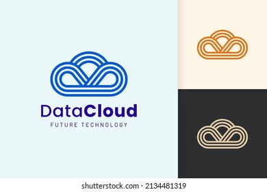 Cloud or Data Logo in modern style with blue color