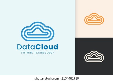 Cloud- oder Datenlogo in modernem Stil mit blauer Farbe