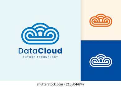 Cloud or Data Logo in modern style with blue color
