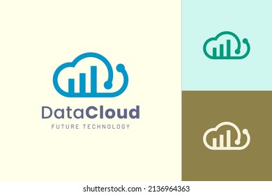 Cloud or Data Logo in modern style with blue color