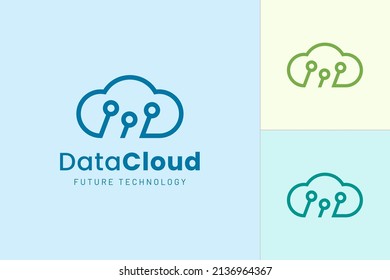 Cloud or Data Logo in modern style with blue color