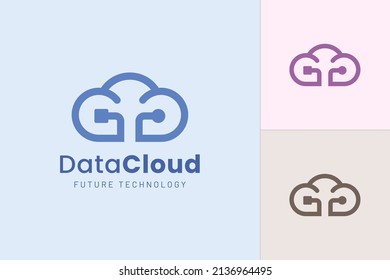 Cloud or Data Logo in modern style with blue color