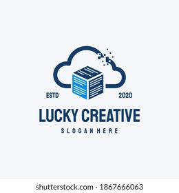 Cloud Data logo retro vintage vector template, Pixel Document, Technology logo symbol
