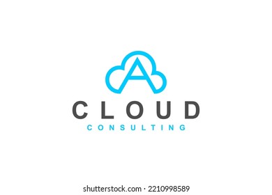 Cloud Data Logo Storage Modern Technology Internet Database I Nitial Letter A