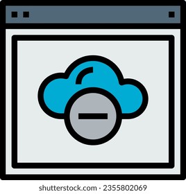 Cloud Data Minimize Browser Window Vector Icon