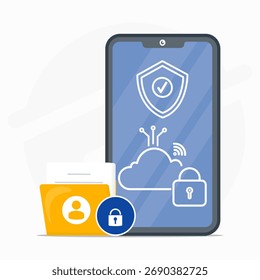 Protección de datos en la nube y de archivos personales. Servicios de ​​seguridad cibernética en el teléfono inteligente a la seguridad para compartir archivos