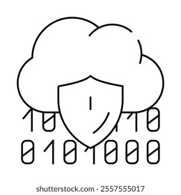 cloud data protection line icon vector. cloud data protection sign. isolated contour symbol black illustration