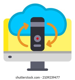 cloud data recovery and backup Cloud computer and Cloud connection flat icon illustration 