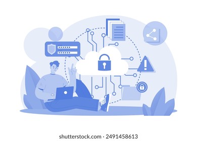 Cloud Data Security Illustration concept on a white background