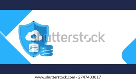 Cloud data security and storage protection icon with shield and database symbols