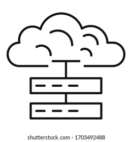 Cloud data server icon. Outline cloud data server vector icon for web design isolated on white background