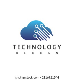 Cloud Data And Server Logo Design Template