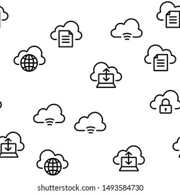Cloud Data Service Seamless Pattern Vector Illustration