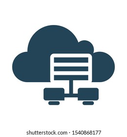 Cloud data service. Storage on cloud. Cloud Computing Icon. Simple glyph style. Perfect symmetrical.