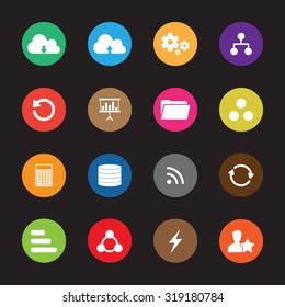 Cloud data sharing vector icons set for web and mobile 
