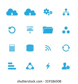 Cloud data sharing vector icons set for web and mobile 