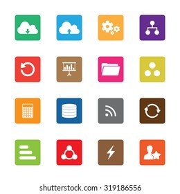 Cloud data sharing vector icons set for web and mobile 