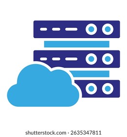 Cloud data solid dual color icon. Simple vector icon design in solid color style. Editable vector format