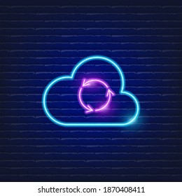 Cloud Data sorting neon sign. Vector illustration of internet data storage. Business concept.