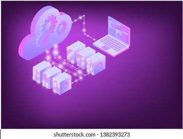 Cloud data storage 3d isometric infographic illustration.