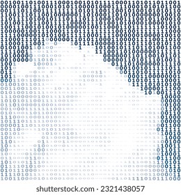 Cloud Data Storage. Binary background with big cloud by ones and zeros. Digital halftone vector graphic pattern