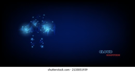 Cloud data storage concept. Polygon cloud computing with arrow uploads and downloads data. Communication of business and financial. Metaverse and technology. Transfer data online.