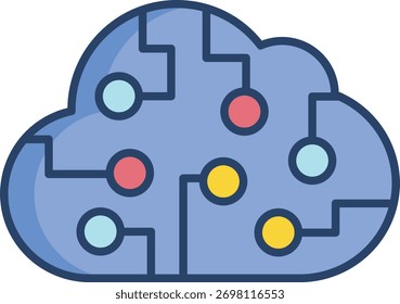 cloud data storage linear color icon design