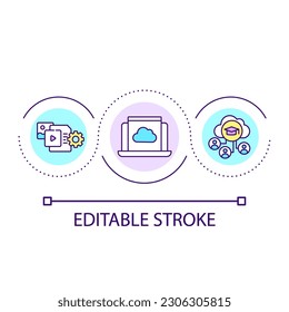 Cloud data storage loop concept icon. Access to e learning. Digital information service abstract idea thin line illustration. Isolated outline drawing. Editable stroke. Arial font used