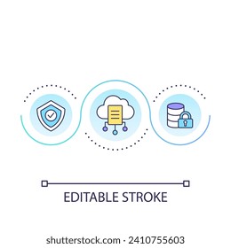 Cloud data storage loop concept icon. Internet server. Cybersecurity. Digital system abstract idea thin line illustration. Isolated outline drawing. Editable stroke. Arial font used