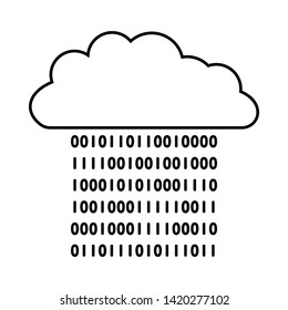 Cloud Data Stream Icon. Outline Simple Design. Vector Illustration.