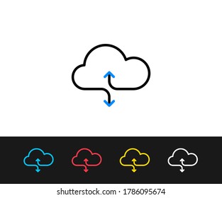 Cloud data sync icon. Premium quality graphic design. Modern signs, outline symbols collection, simple thin line icons set for websites, web design, mobile app, infographics- Editable Stroke