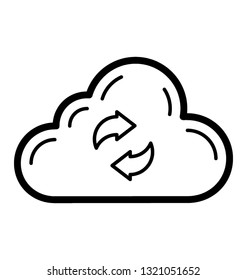 Cloud data sync line icon vector 
