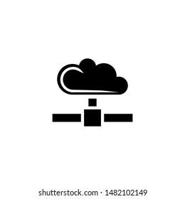 Cloud Data Sync, Shared Computing. Flat Vector Icon illustration. Simple black symbol on white background. Cloud Data Sync, Shared Computing sign design template for web and mobile UI element