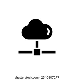 Cloud Data Sync, Computação compartilhada Ícone de vetor plano sólido isolado no fundo branco.