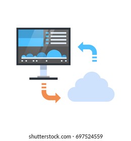 Cloud Data Synchronization Icon Computer Connection Database Access Synchronize Technology Vector Illustration