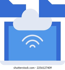 Cloud data technology icon collection with blue duotone style. Computing, diagram, download, file, folder, graph, laptop . Vector illustration