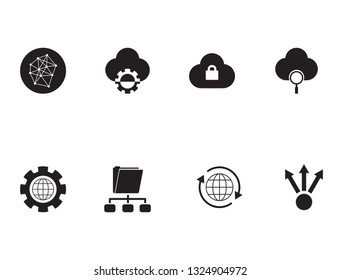 Cloud Data Technology with keywords and icons - Vektör