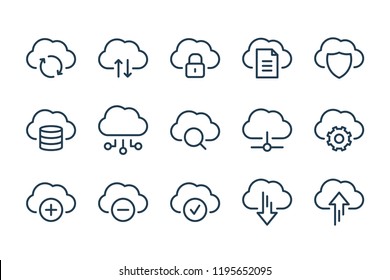 Cloud data and technology line icons. vector linear icon set. Cloud data and technology line icons. vector linear icon set.