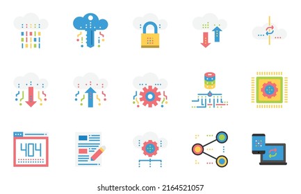 Cloud Data Technology Services  Icons Symbol Design Simple Set For Using In Web Graphics Report Logo Infographics. Best Quality Outline Symbol Vector Collection 