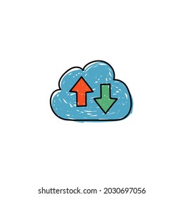 Cloud data traffic icon in color icon, isolated on white background 