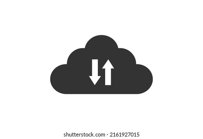 Cloud Data Traffic Icon In Flat Black Style, Isolated On White Background