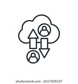 cloud data transfer icons isolated on White Background. Flat style design