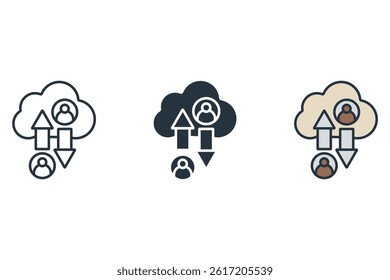 cloud data transfer icons isolated on White Background. Flat style design