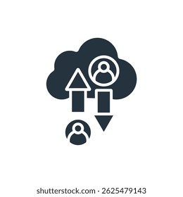 ícones de transferência de dados em nuvem isolados no plano de fundo branco. Design de estilo plano