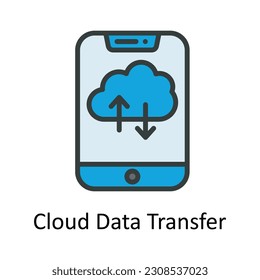 Cloud Data Transfer  Vector Fill outline Icon Design illustration. Seo and web Symbol on White background EPS 10 File