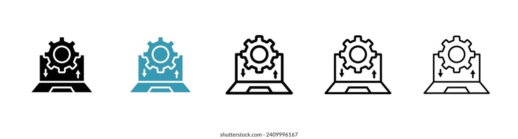 Cloud Data Transfer Vector Icon Set. Data migration and movement vector symbol for UI design.