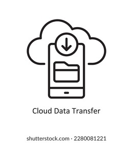 Cloud Data Transfer  Vector Outline Icon Design illustration. Data Symbol on White background EPS 10 File