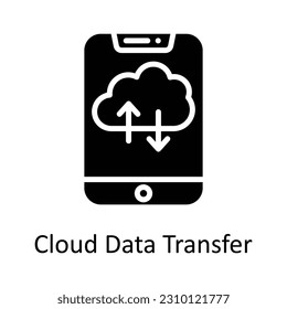 Cloud Data Transfer  Vector Solid Icon Design illustration. Seo and web Symbol on White background EPS 10 File